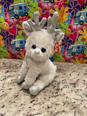 Ty Classic Snocap Reindeer White Plush Doll